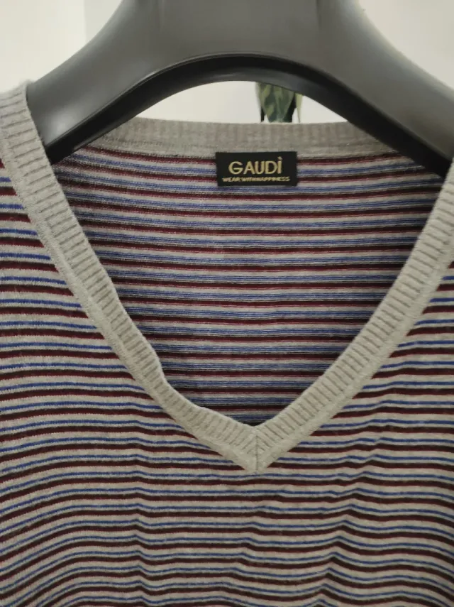 Maglione Gaudi Uomo Scollo V Righe Taglia L
