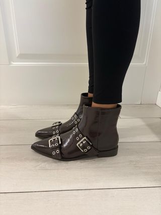 Tronchetti marrone fibbie donna tg 38 nuovo 