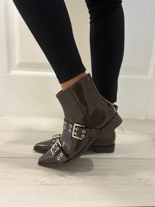 Tronchetti marrone fibbie donna tg 38 nuovo 