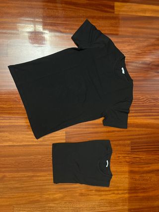 2 Camisetas Básicas Algodón Negras 
