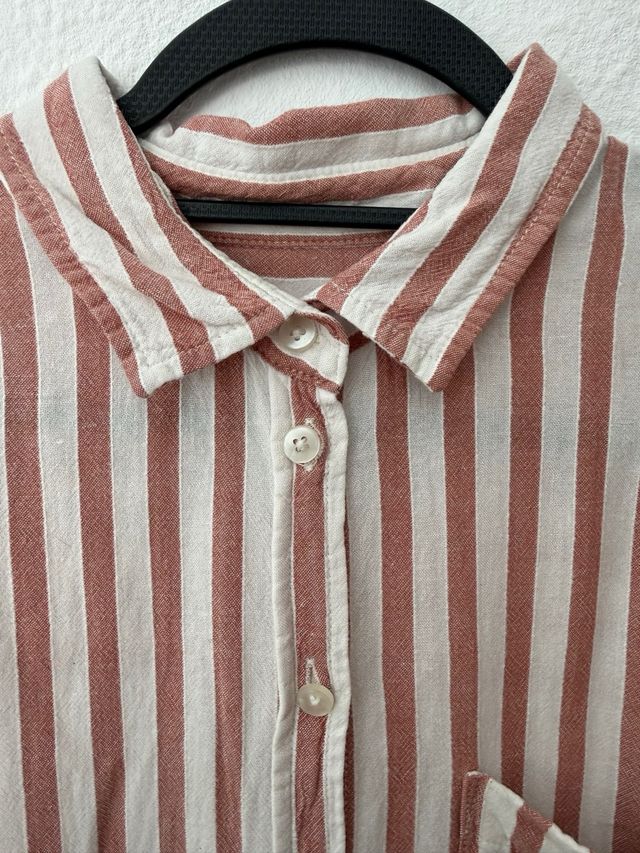 Blusa Rayas Rosa y Blanca Talla L