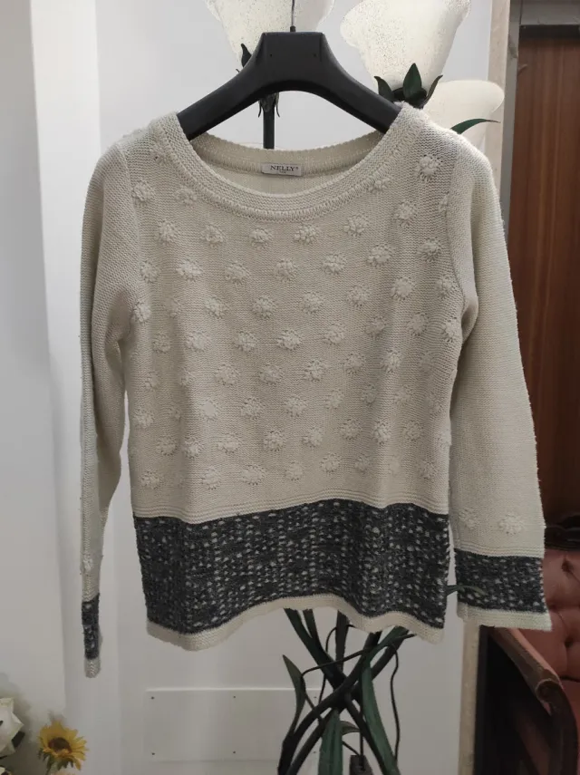 Maglione Nelly donna beige/grigio taglia L