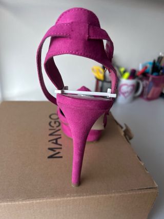 Sandalias Mango Tacón 12cm Plataforma Rosa