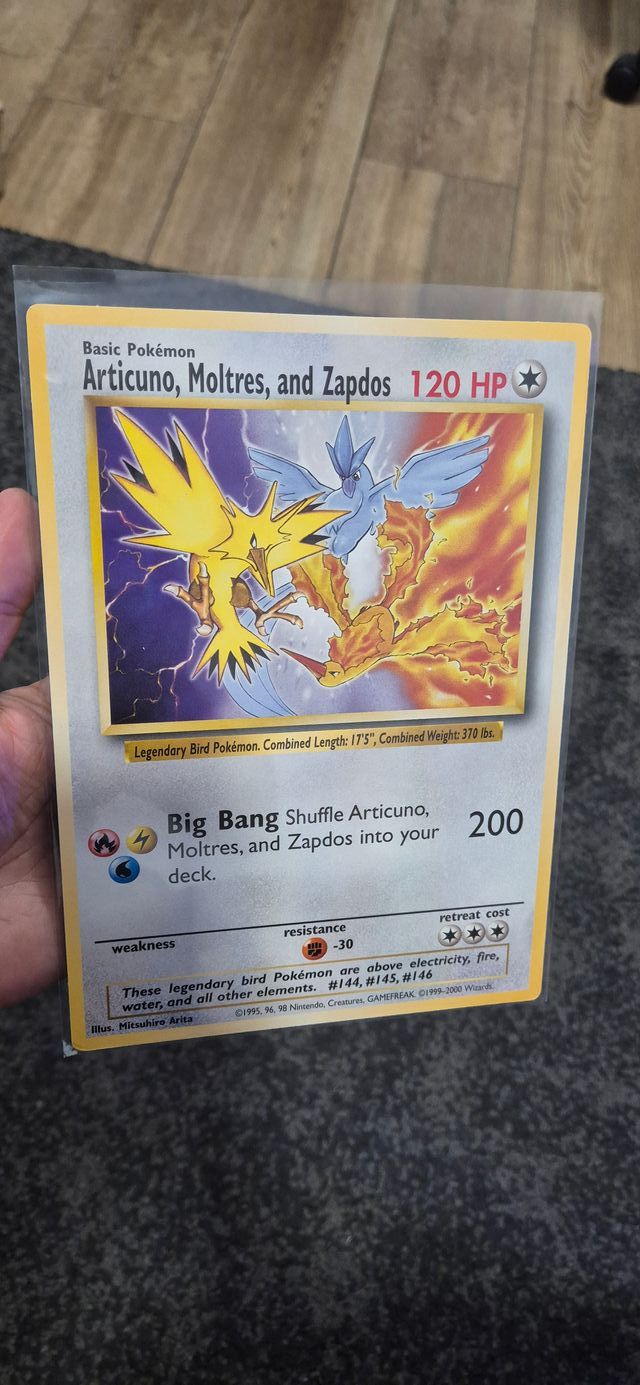 Carta Jumbo Pokémon Articuno, Moltres, Zapdos 2000