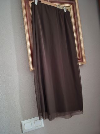 Falda tul marrón chocolate .nueva talla 36-40