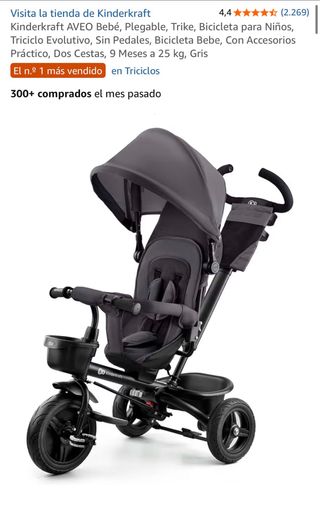 Triciclo Plegable Kinderkraft AVEO Gris