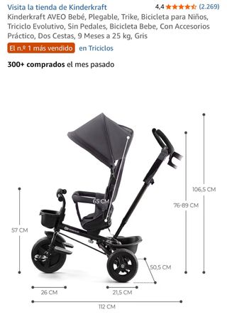 Triciclo Plegable Kinderkraft AVEO Gris