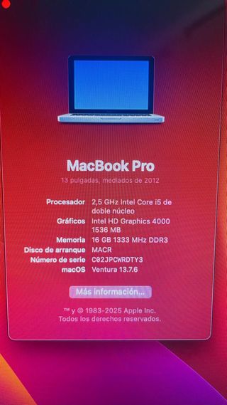 MacBook Pro 2012 Plata