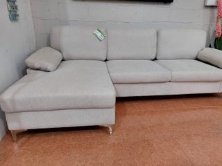 Sofá Chaise Longue 260cm Beige/Gris