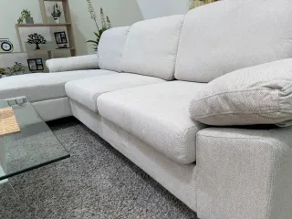 Sofá Chaise Longue 260cm Beige/Gris