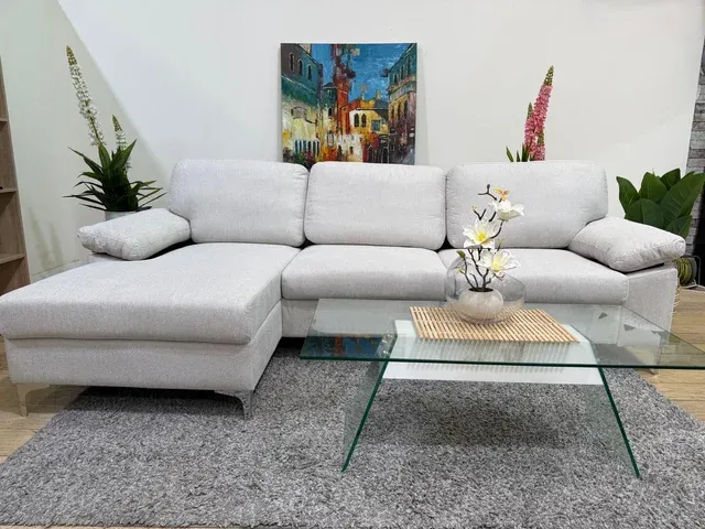 Sofá Chaise Longue 260cm Beige/Gris