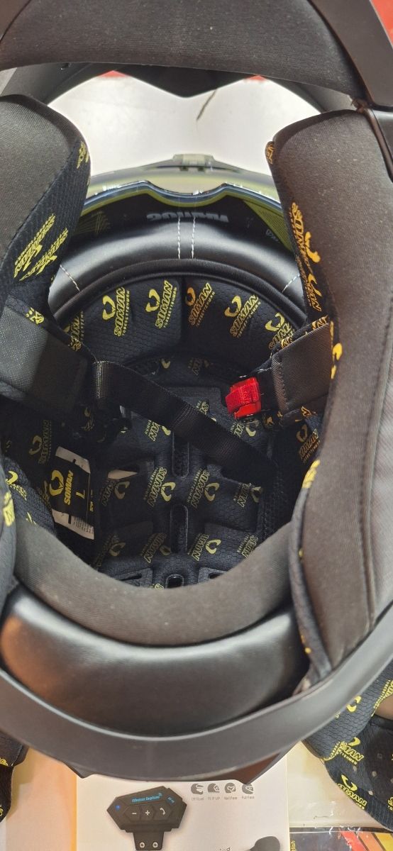 Casco de moto Soman azul y morado + Earphone