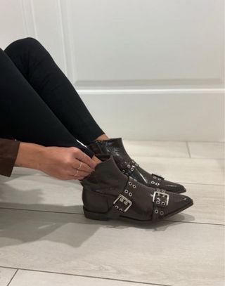 Stivaletti donna marrone fibbie tg 40 nuovo 