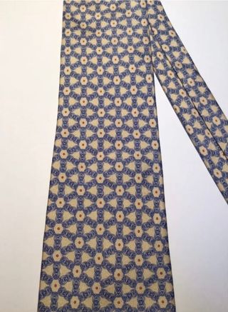 Corbata de Seda Beige y Azul
