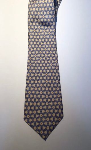 Corbata de Seda Beige y Azul