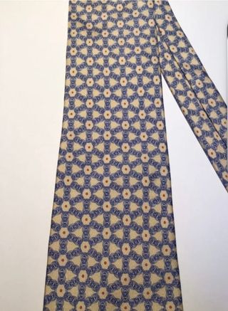 Corbata de Seda Beige y Azul