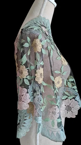 Mantilla Española Vintage Bordada color años 30 