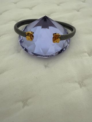 Pulsera Malla Acero y Osos Oro