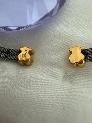 Pulsera Malla Acero y Osos Oro