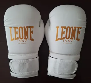 Guantes Boxeo Leone 1947 Blanco y Oro 16 oz nuevos