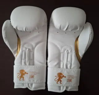 Guantes Boxeo Leone 1947 Blanco y Oro 16 oz nuevos