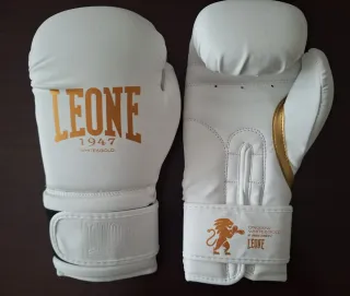 Guantes Boxeo Leone 1947 Blanco y Oro 16 oz nuevos
