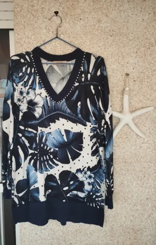 Jersey Twin Set hojas y perlas