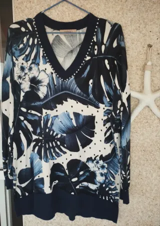 Jersey Twin Set hojas y perlas
