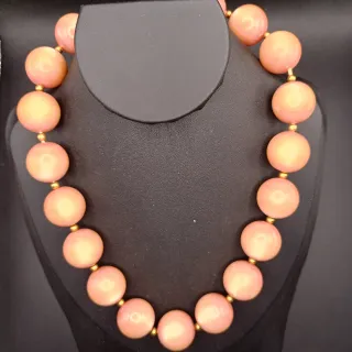 Collana vintage perle rosa e oro