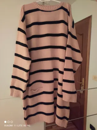 Jersey largo rayas rosa y negro Talla Única