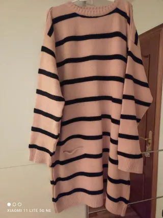 Jersey largo rayas rosa y negro Talla Única