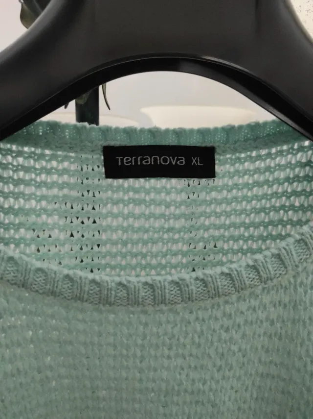 Maglione Terranova verde acqua scollo tondo XL