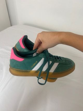 Zapatillas Adidas Gazelle Mujer Verde y Rosa
