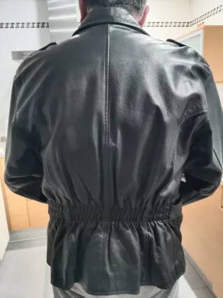 Cazadora Moto Cuero Negra Años 70
