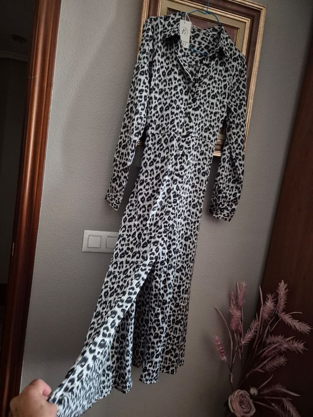Vestido camisero estampado leopardo