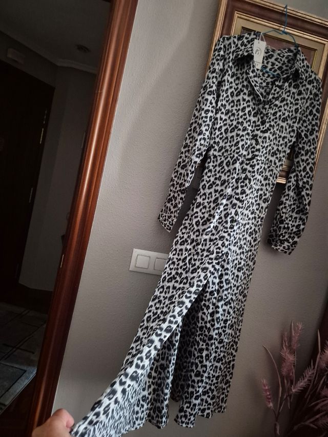Vestido camisero estampado leopardo