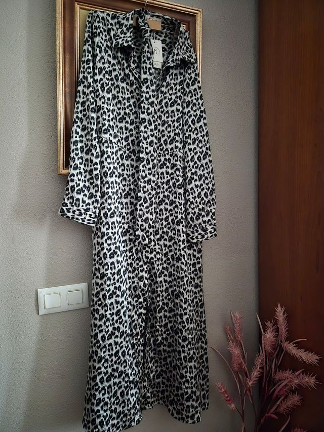Vestido camisero estampado leopardo