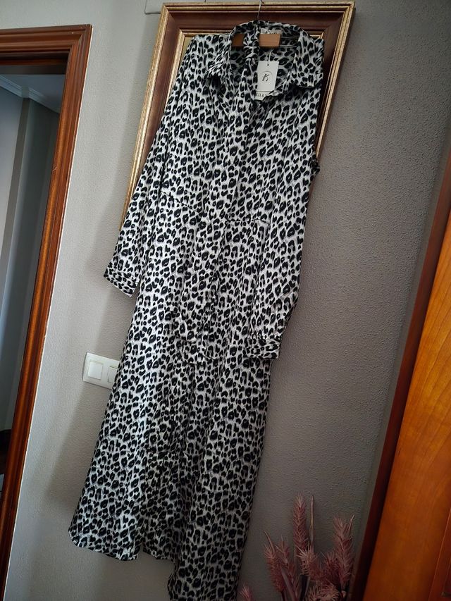 Vestido camisero estampado leopardo