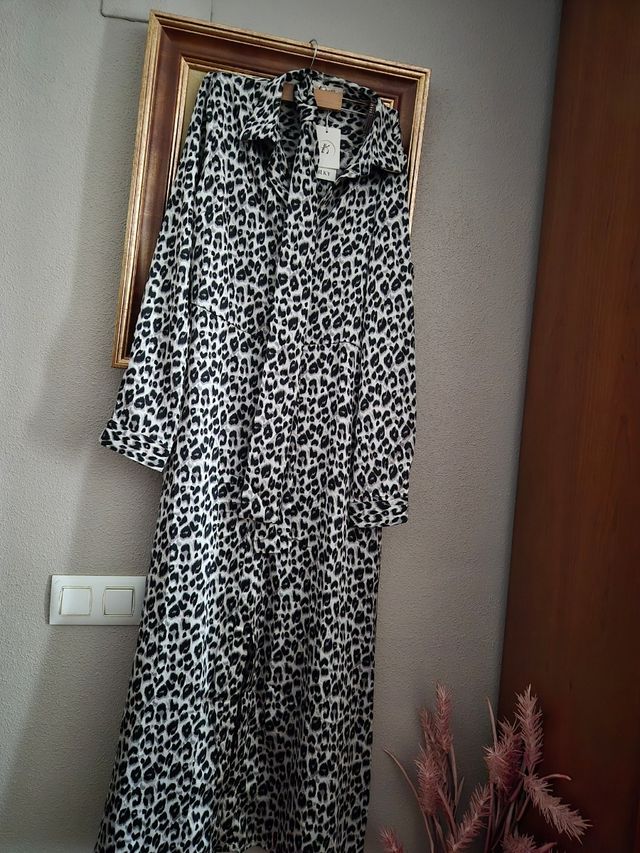 Vestido camisero estampado leopardo