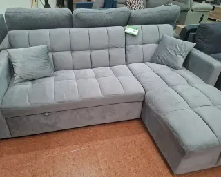 Sofá cama chaise longue gris