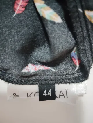 Vestido Kookai Negro Estampado Plumas