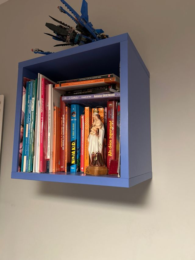 Estanterías de Cubo Azul y blancas 
