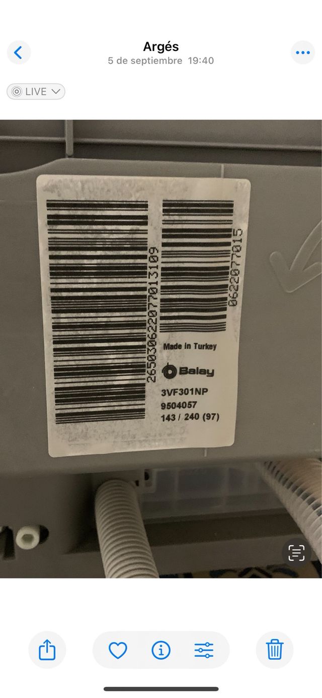 Lavavajillas Balay 3VF301NP
es para piezas 