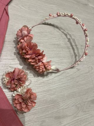 Diadema y fajín comunión niña rosa