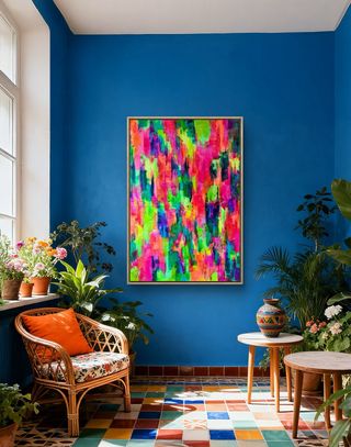 Cuadro abstracto grande moderno multicolor