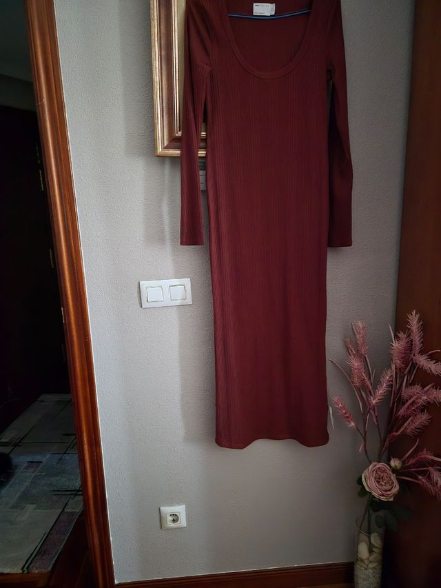 Vestido largo chocolate de canalé