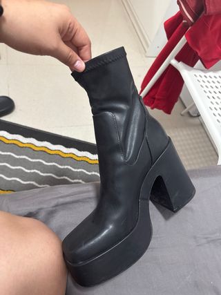 Botines negros plataforma tacón grueso
