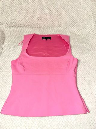 Blusa Zara sin mangas rosa Talla M