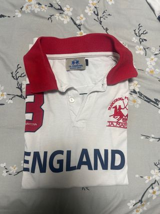 Polo La Martina Blanco y Rojo Hombre