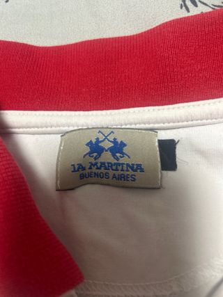 Polo La Martina Blanco y Rojo Hombre